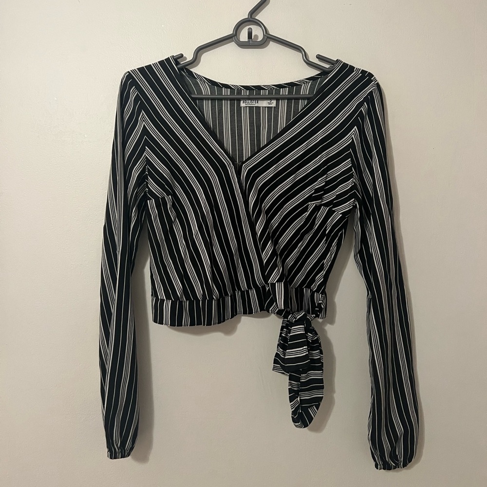 Hollister Striped Tie Blouse